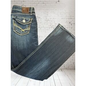 BKE Madison Boot Jeans Western 27x31.5‎ Stretch Med. Wash Denim Flap Cowgirl 🤠